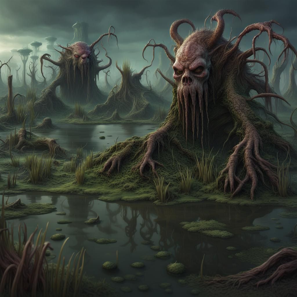 Swamp Monster of Disease in Detailed Matte Painting