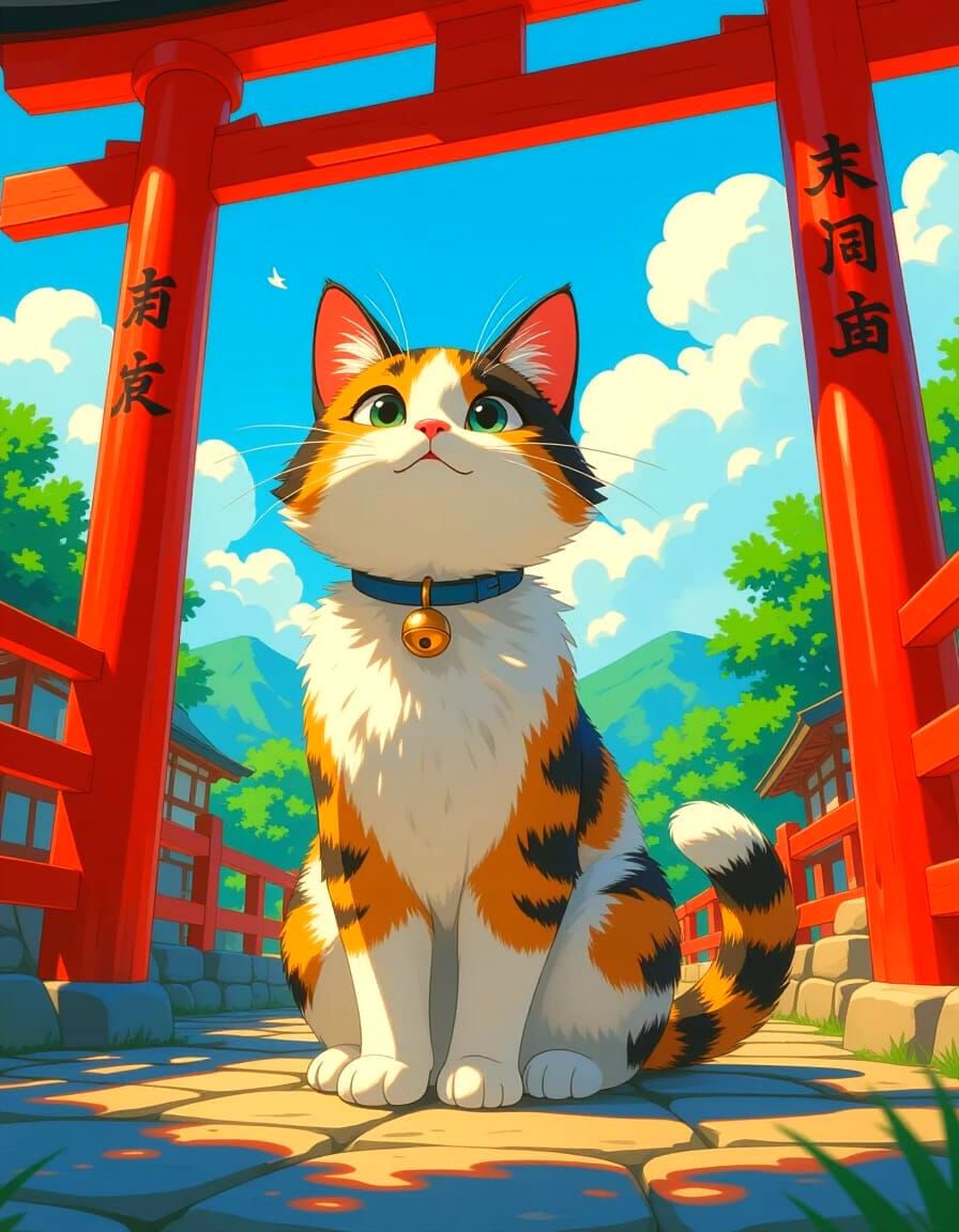Pixar Cat in Expressive Anime Style