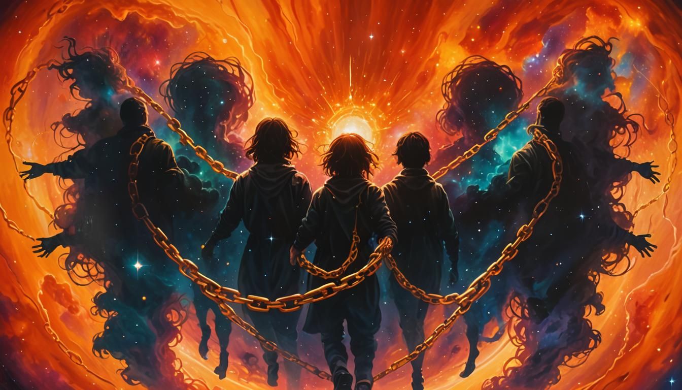 Cosmic Surrealism: Chains Binding Humanity in the Universe