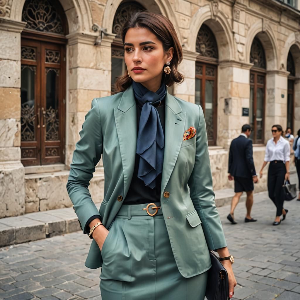 Elegant Turkish Woman in Preppy Business Attire