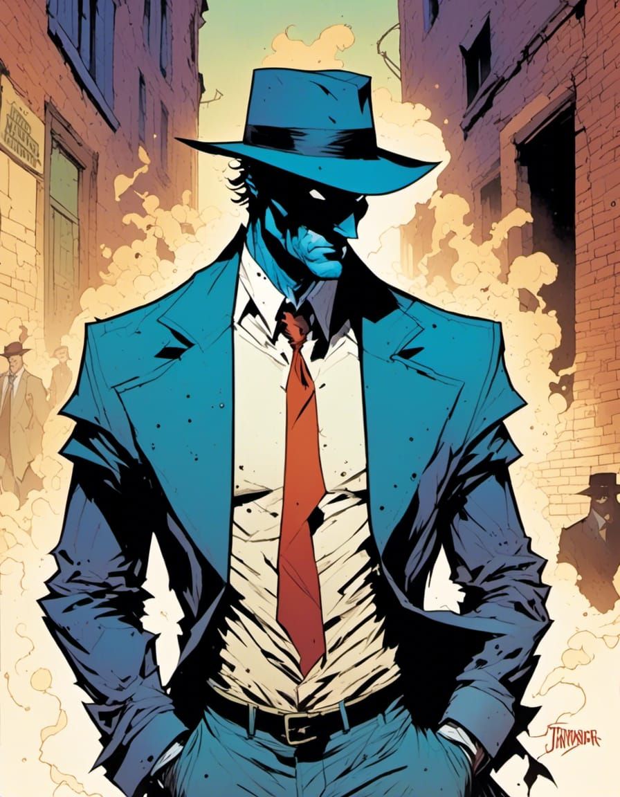 The Question in Shadowy Alleyway, Comic Art