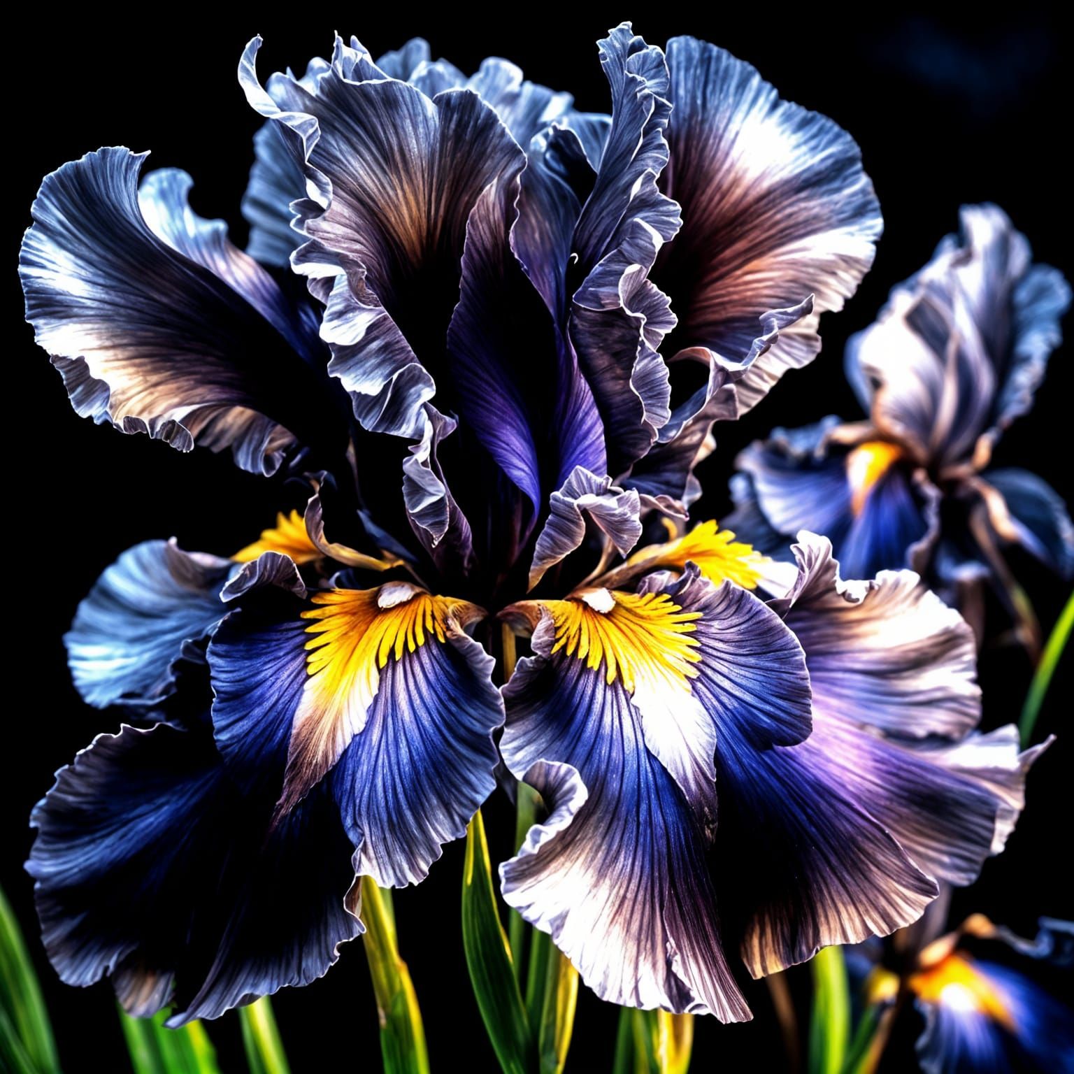 Dramatic Black Iris Flower Close-up