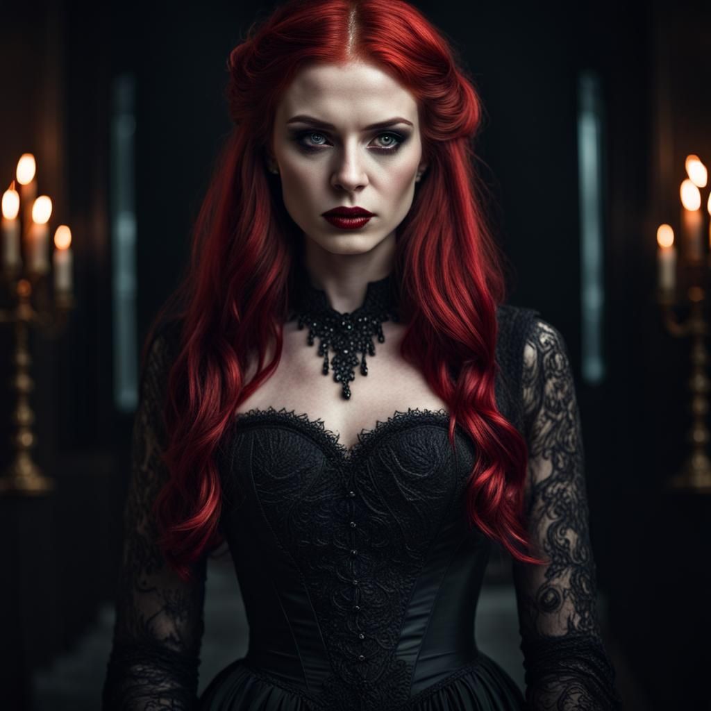 Ethereal Woman with Dark Makeup in Hyperrealistic Style