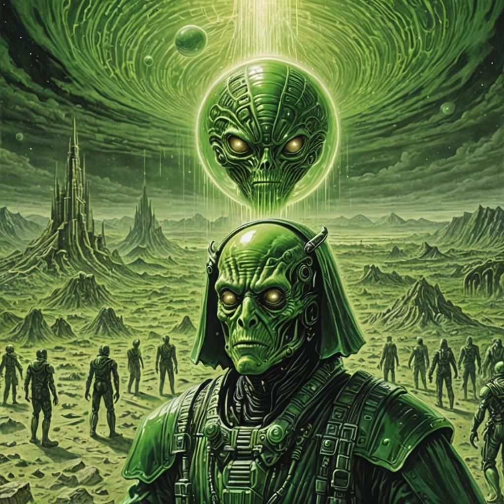 Two-Headed Alien in Psychedelic Goo, Horror Art