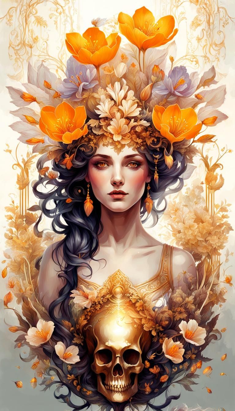 Persephone: Goddess of Spring and Underworld, Digital Painti...