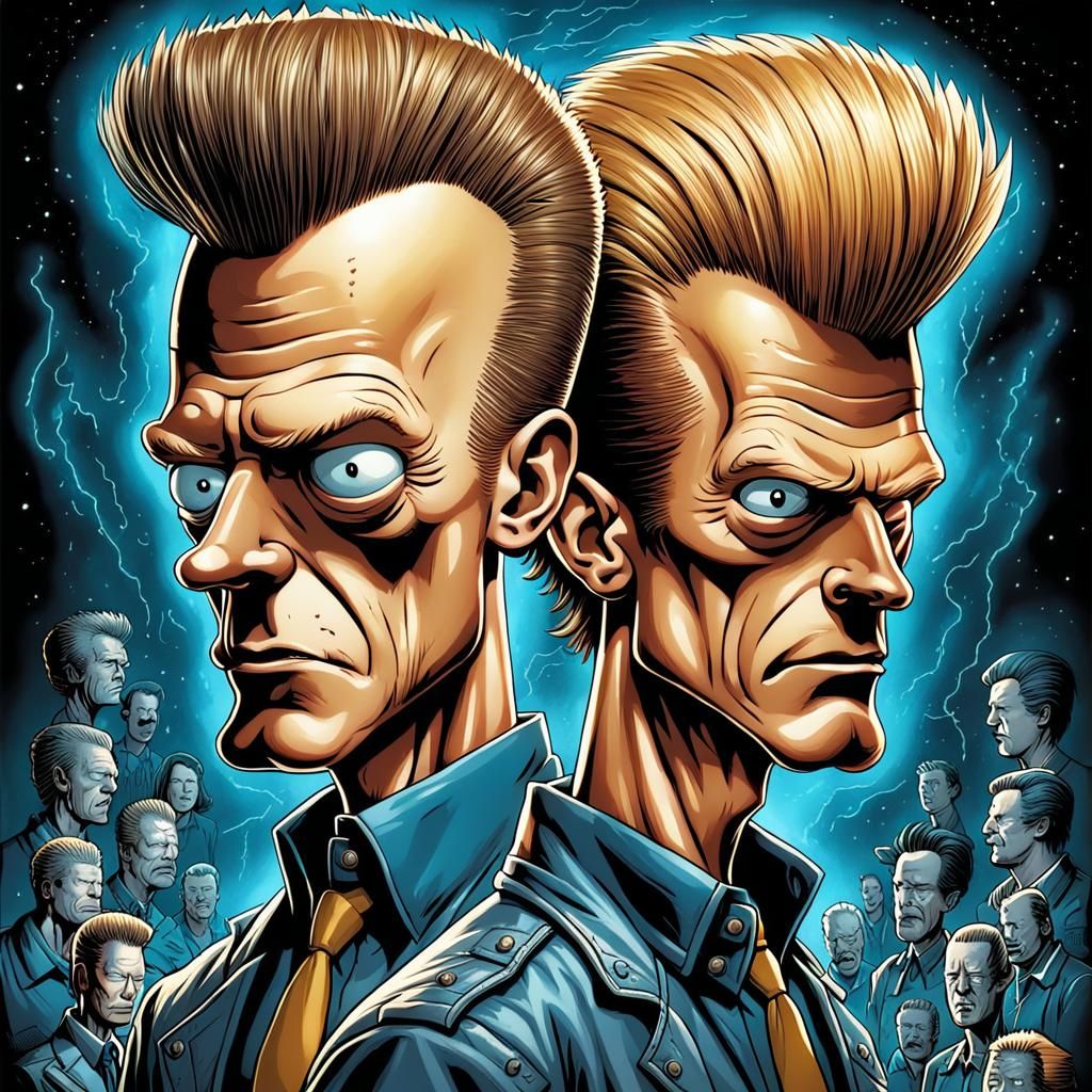 Beavis and Butthead Portrait in Comic Book Art