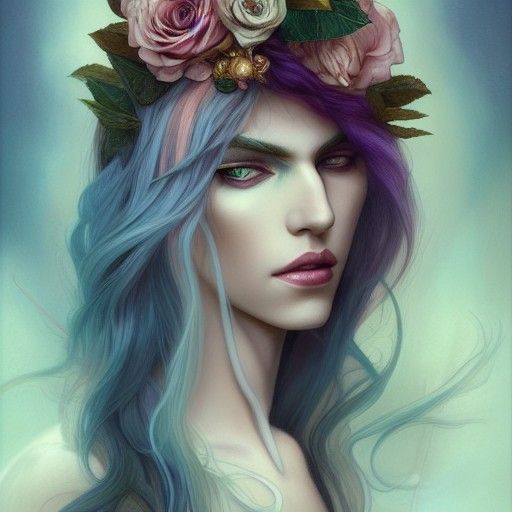 Decadent Androgynous God Portrait in Digital Art