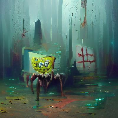 Sinister Spongebob in Dark Fantasy Style