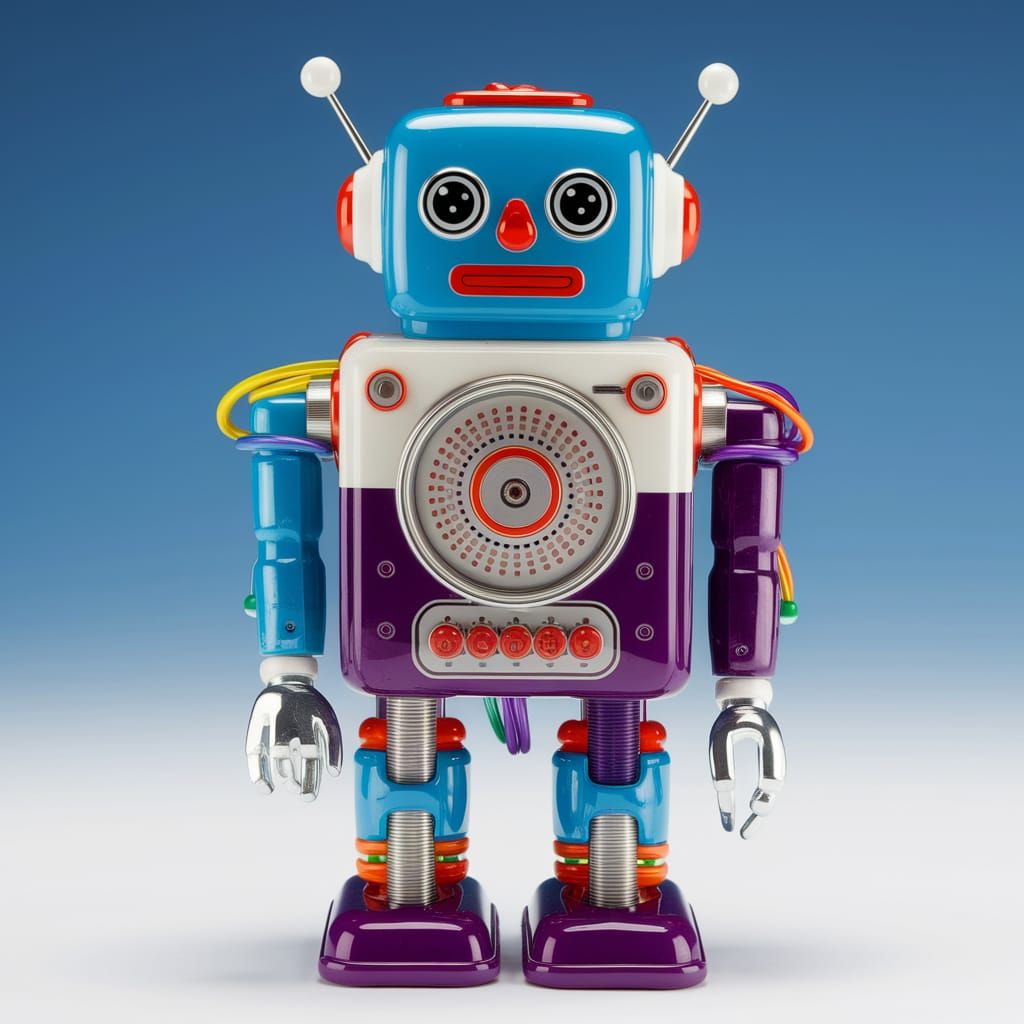 Retro Toy Lady Robot with Glass and Robotics