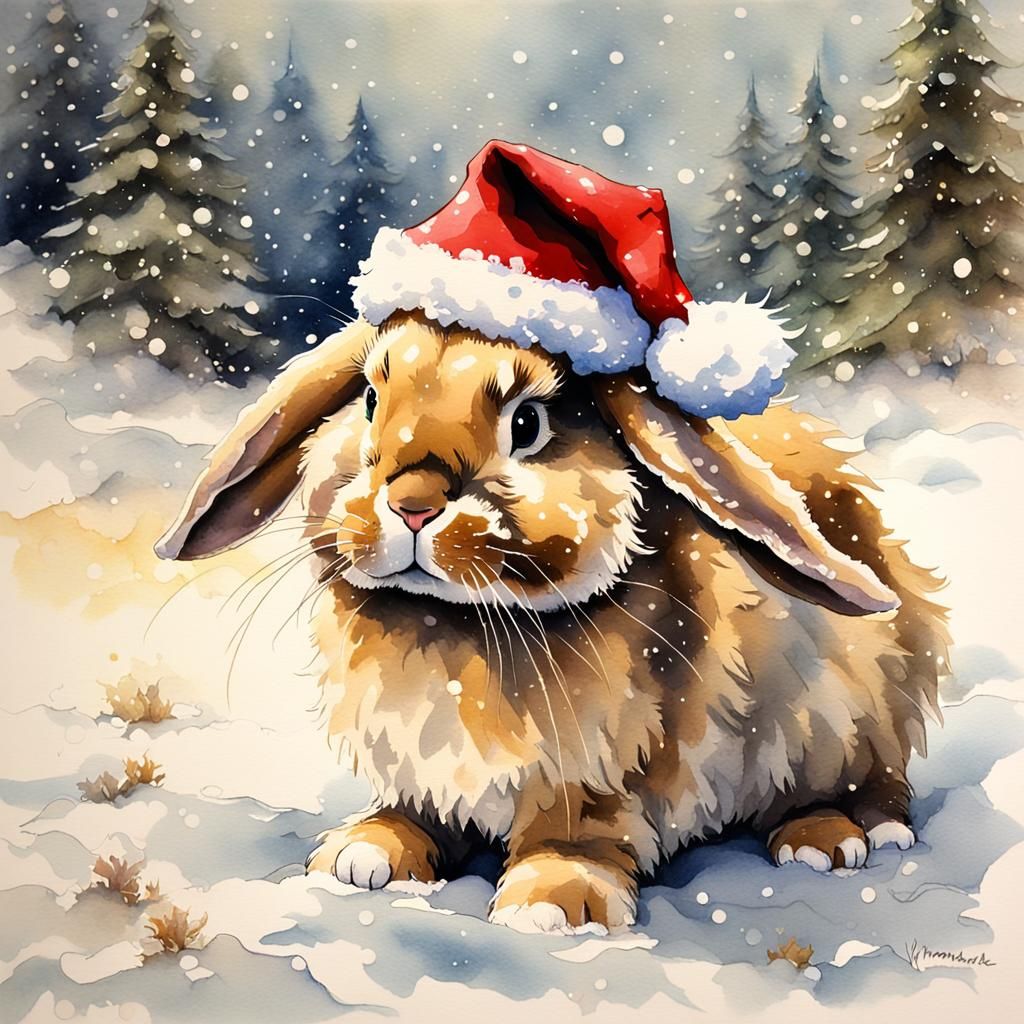 Whimsical Winter Bunny in Warm Golden Light
