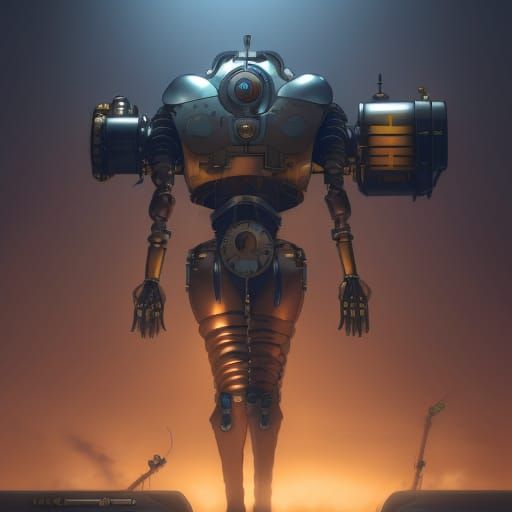 Steampunk Mech in Ghibli Anime Style