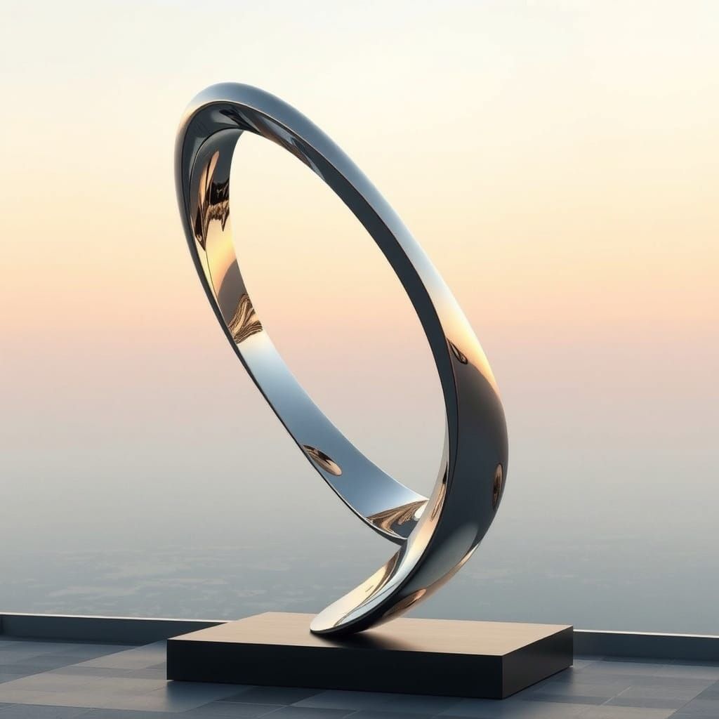 Twisting, Floating Sculpture in Futuristic Style