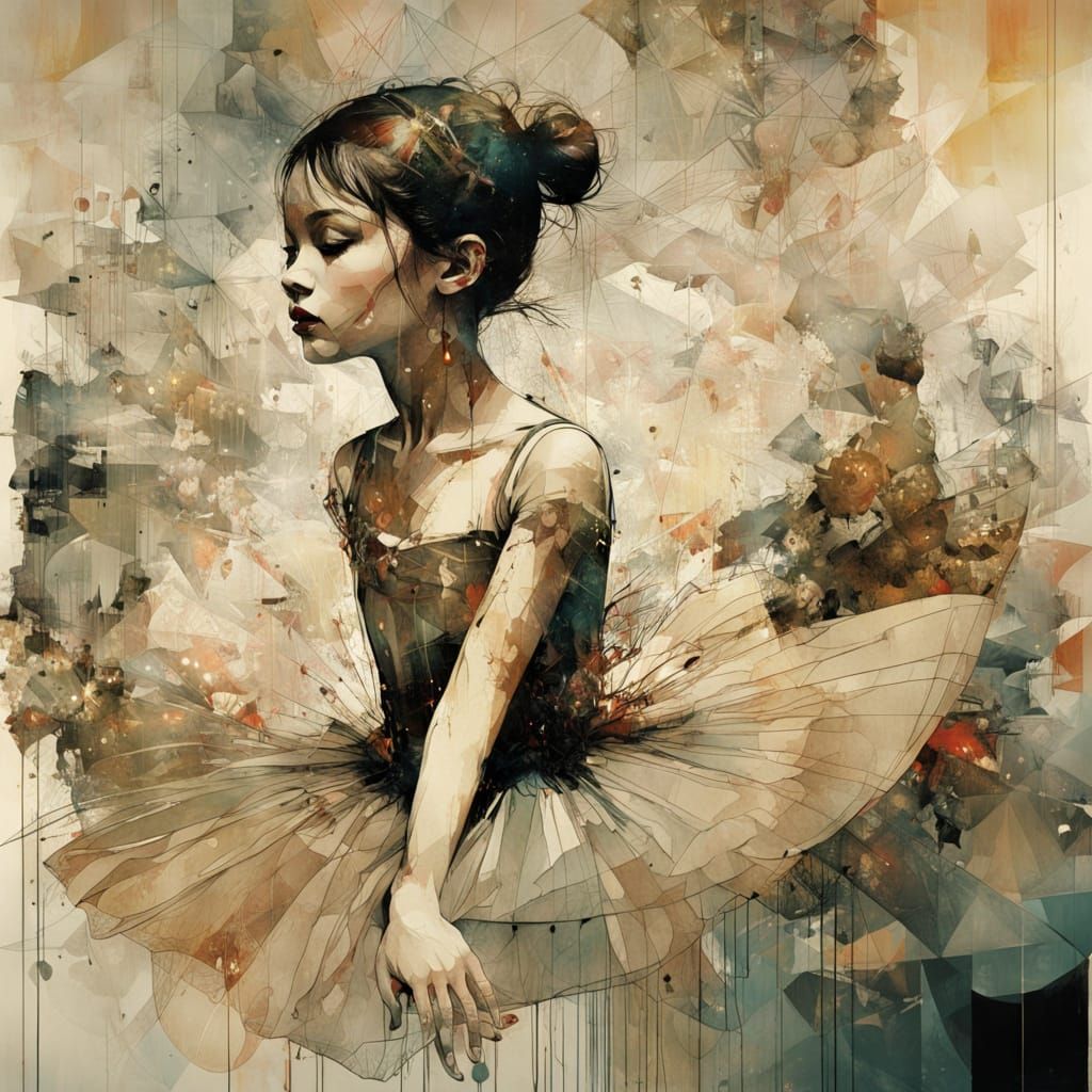 Double Exposure: Ballerina and Child Silhouette