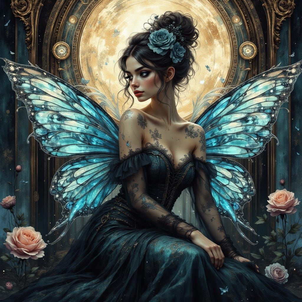 Whispering Gothic Fae Queen in Ethereal Pastel Splendor