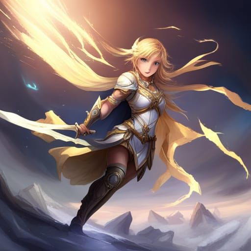 Fantasy Paladin: A Beautiful Girl Flies with Light