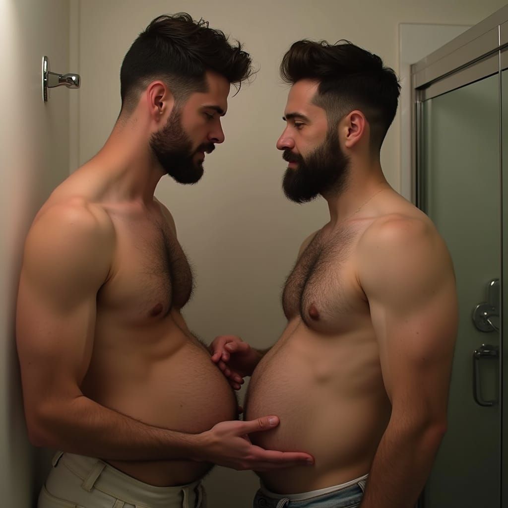 Heartwarming Embrace: Expectant Couple in Romantic Lighting