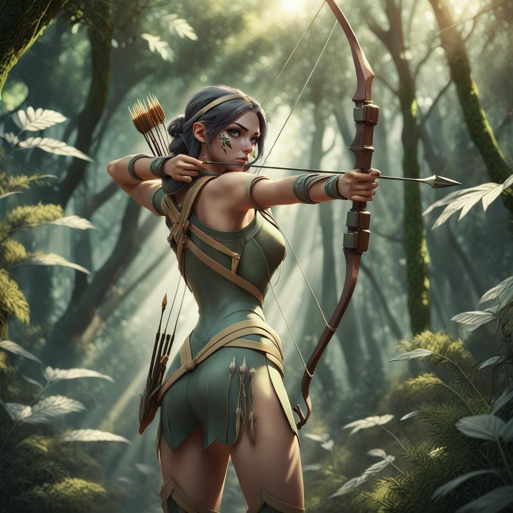 Anime Archer Ready to Strike