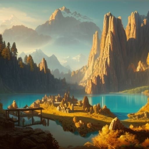 Dwarf Fortress by Turquoise Lake: Dark Fantasy Art