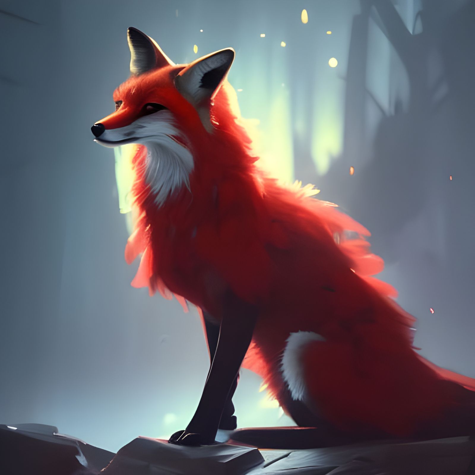 Fox with Coral Fur: Hyperdetailed Concept Art
