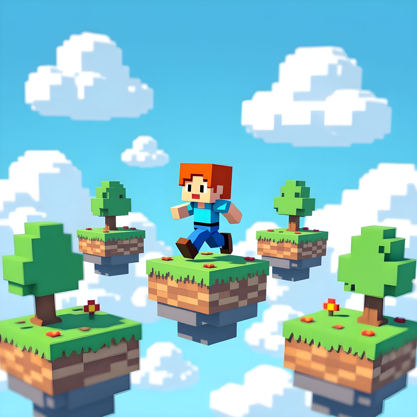 Polygonal Hero in Retro Low-Poly Game World