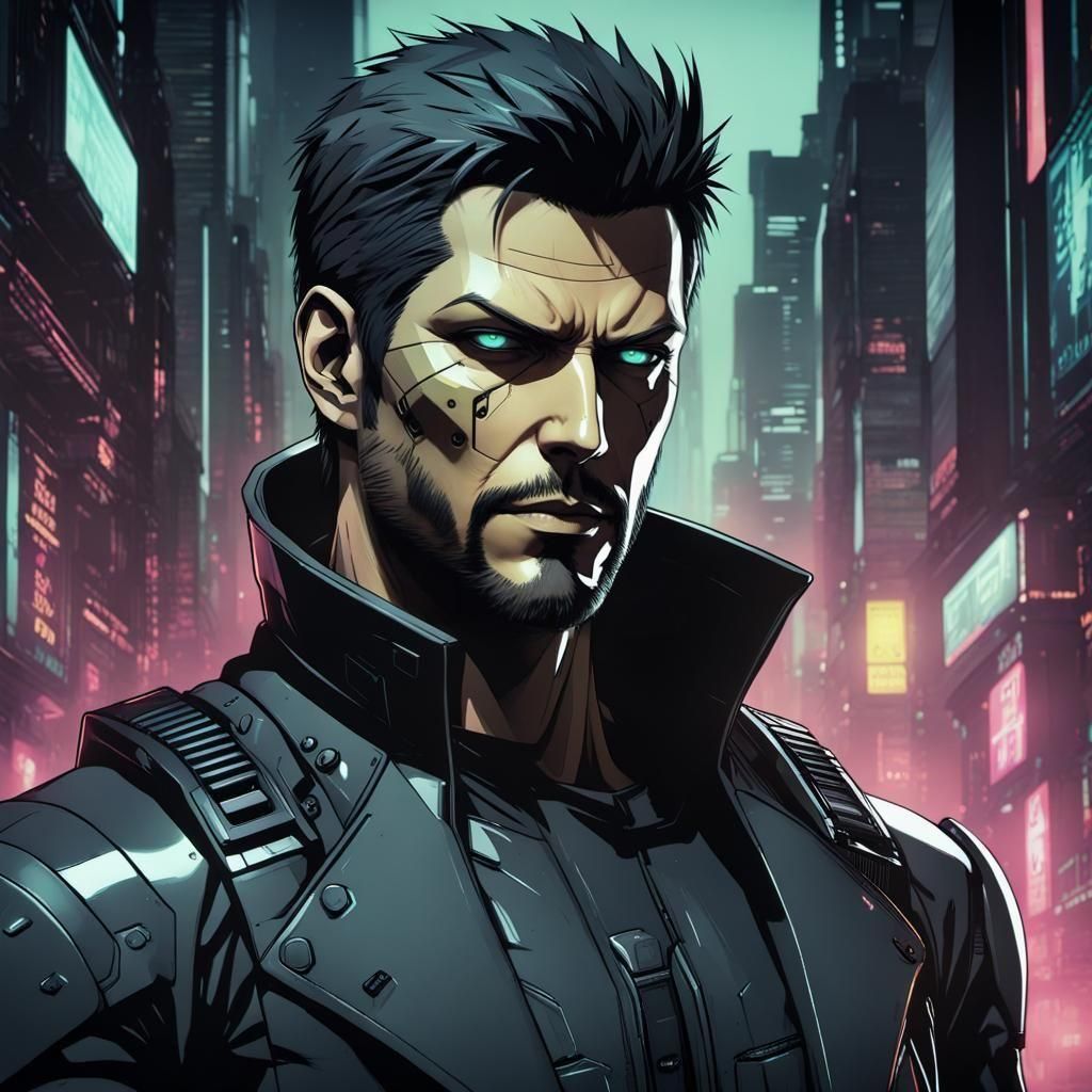 Adam Jensen in Cyberpunk Style