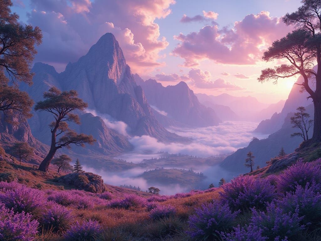 Mystical Fantasy Landscape with Rich Color Palette