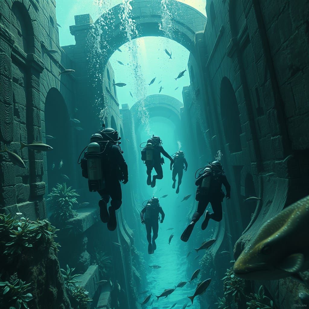 Navy SEALS Swim Through Underwater Ruins in a Futuristic Atm...