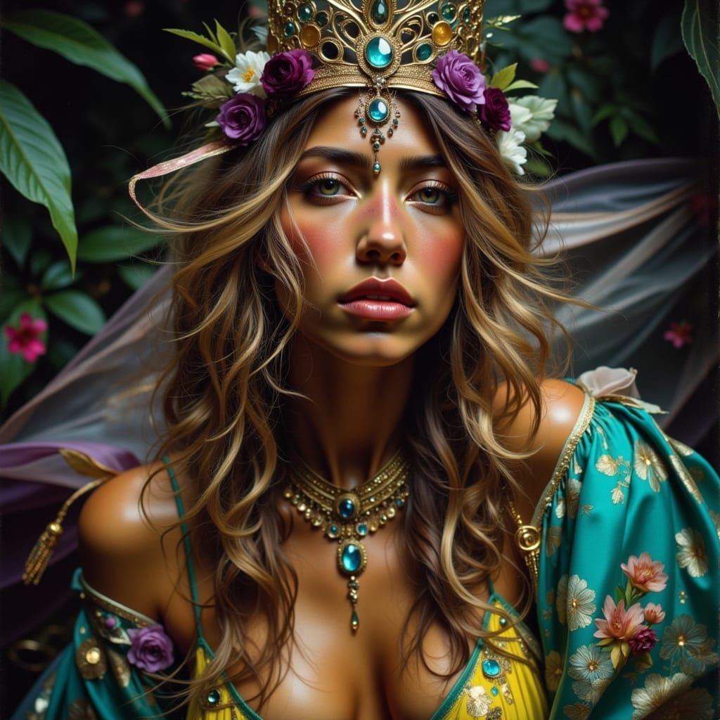 Mystical Succubus in Vibrant Film Noir Style