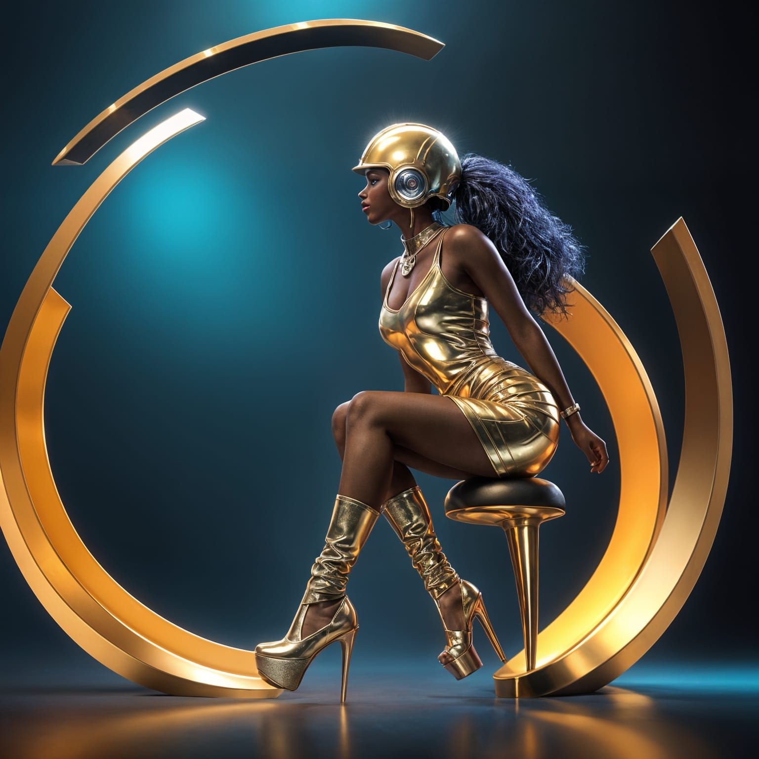 Dime Diva in 3D Digital Art with Glitter Accents