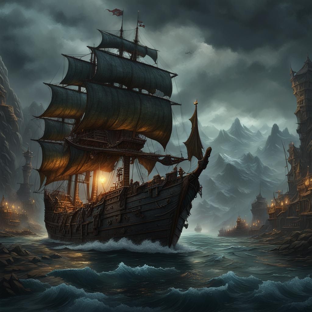 Dark Fantasy Half-Orc Ship Bosun Art