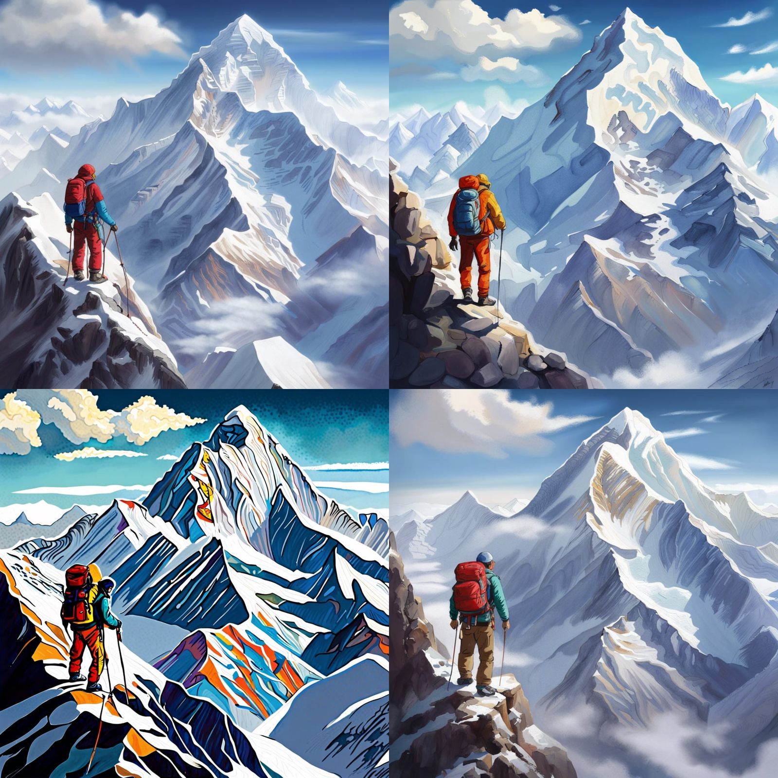 Climbing Mount Everest: Detailed Matte Paintings