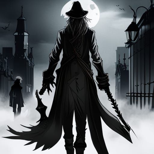 Bloodborne Inspired Dark Anime Girl with Monster