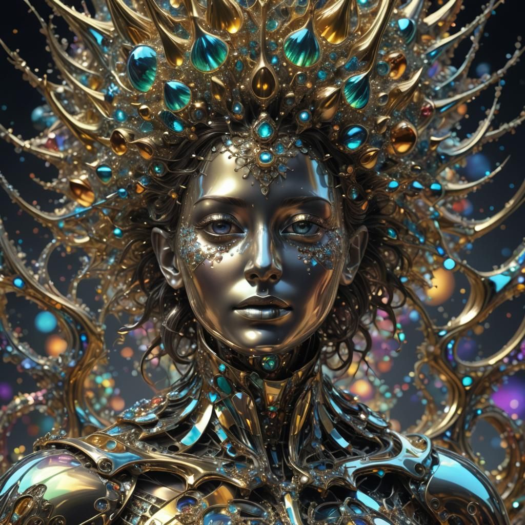 Iridescent Fractal Art with Reflective Metallics