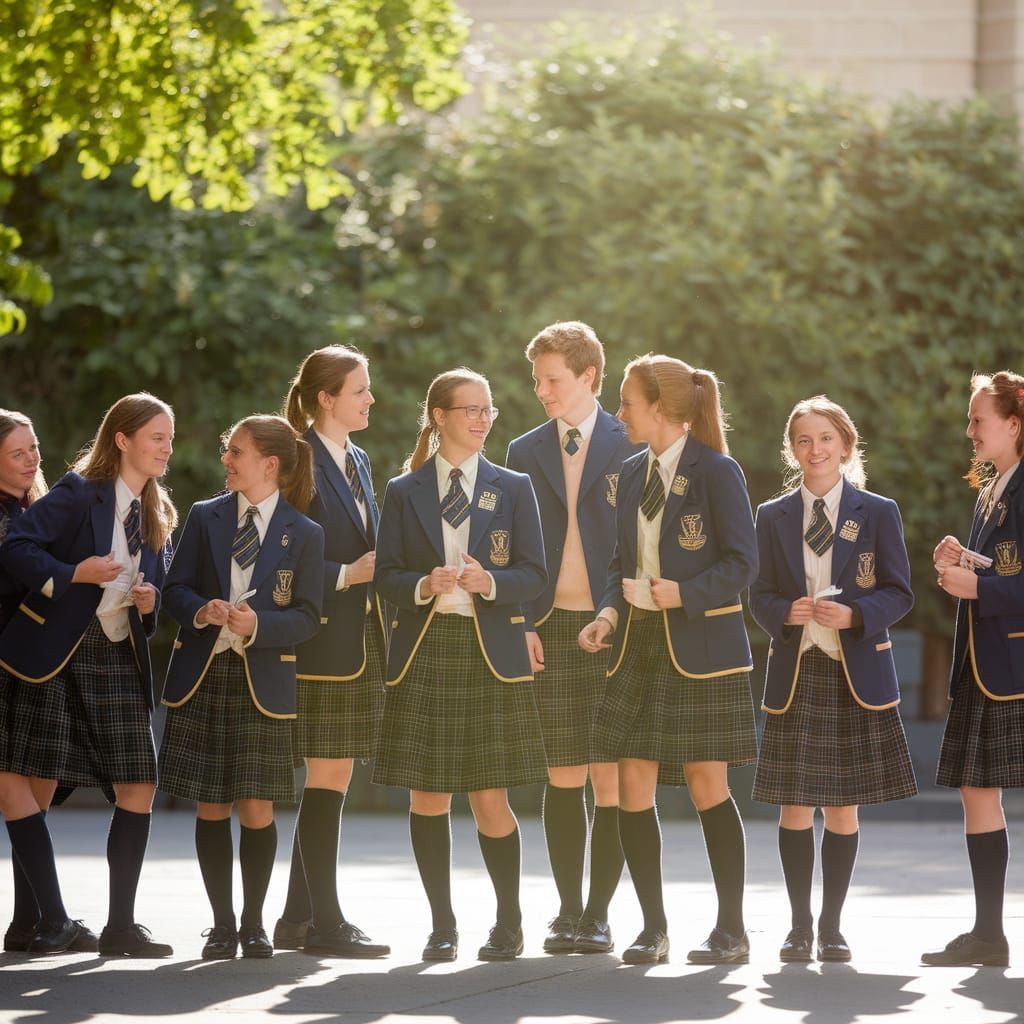 Gotham Students in Sunlit Courtyard Photograph