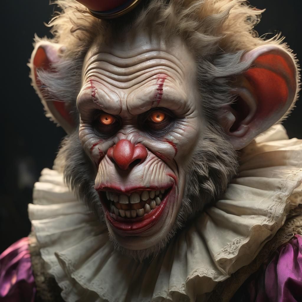 Zombie Clown Monkey in a Rembrandt Style