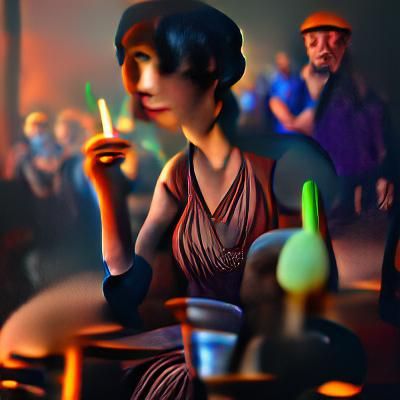 1920s Flapper in Dim Speakeasy, Photorealistic Art