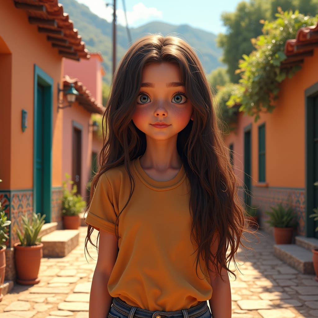 Girl in Mexican Town: Fantasy Concept Art