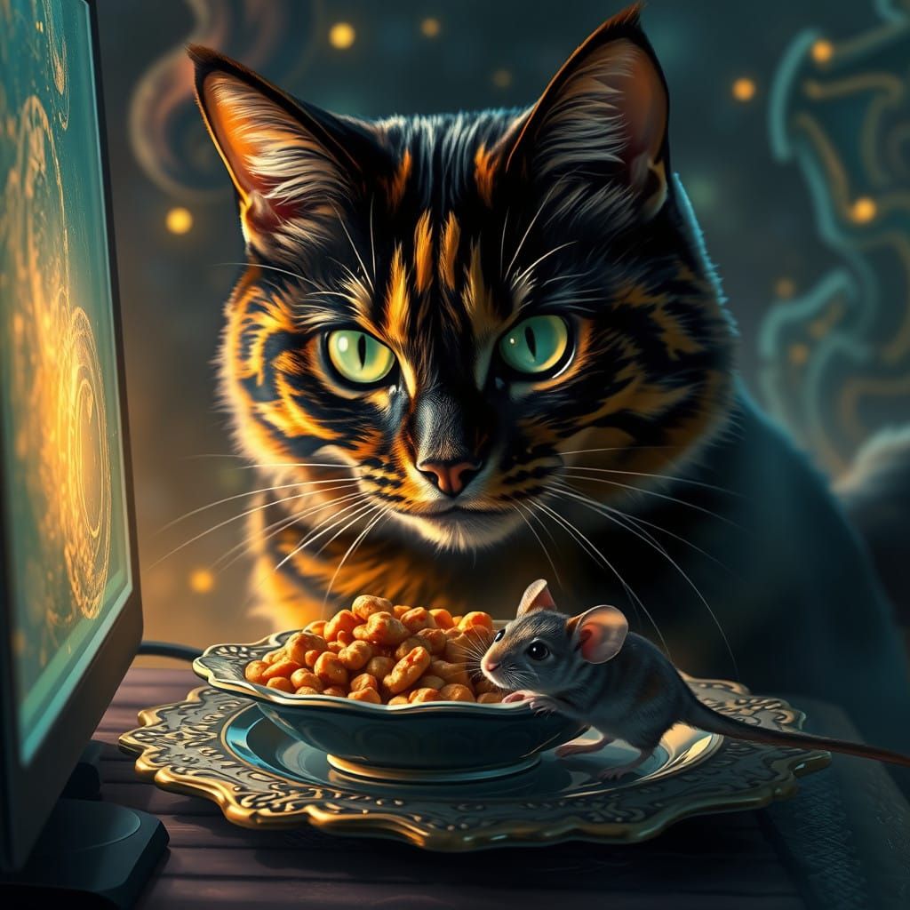 A Tortoiseshell Cat Confronts Modernity in Whimsical Dreamla...