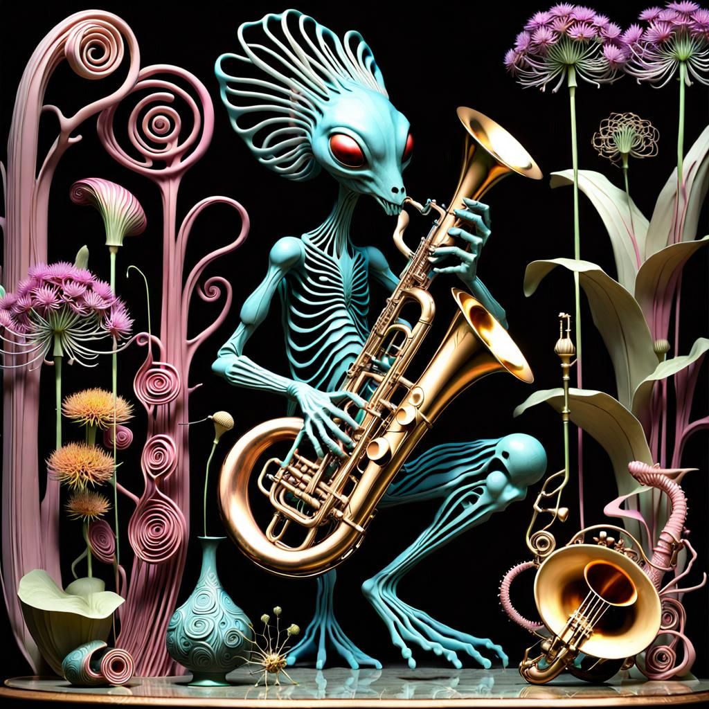Intricate Alien Musicians Play Fractal Instruments
