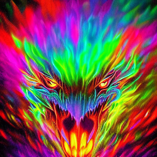 Spectral Dragon Radiates Vibrant Neon Aura