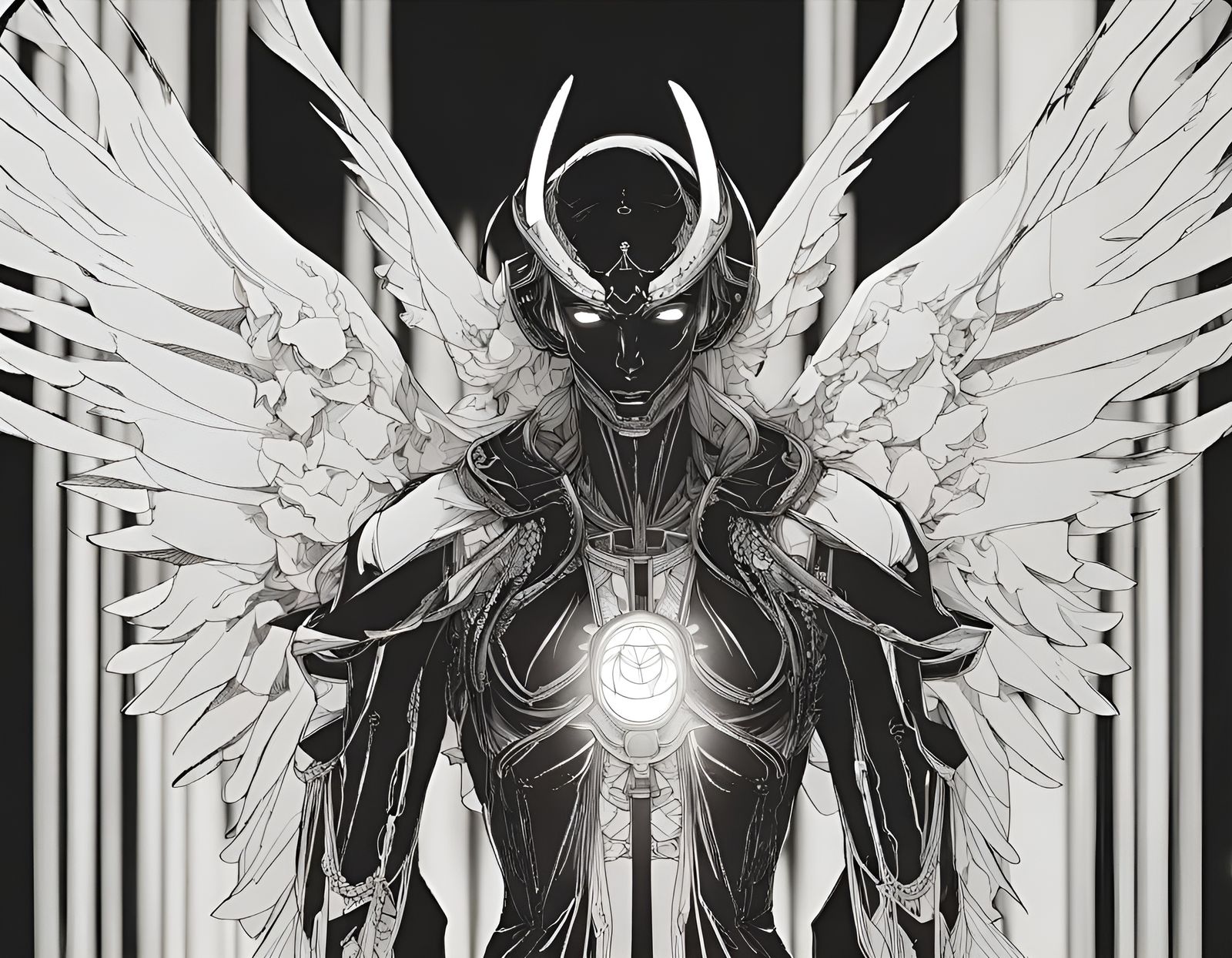 Demonic Archangel in Radiant Suit, Manga Style