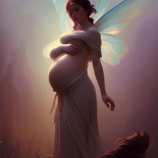 Pregnant Fairy in Dark Fantasy Art Style