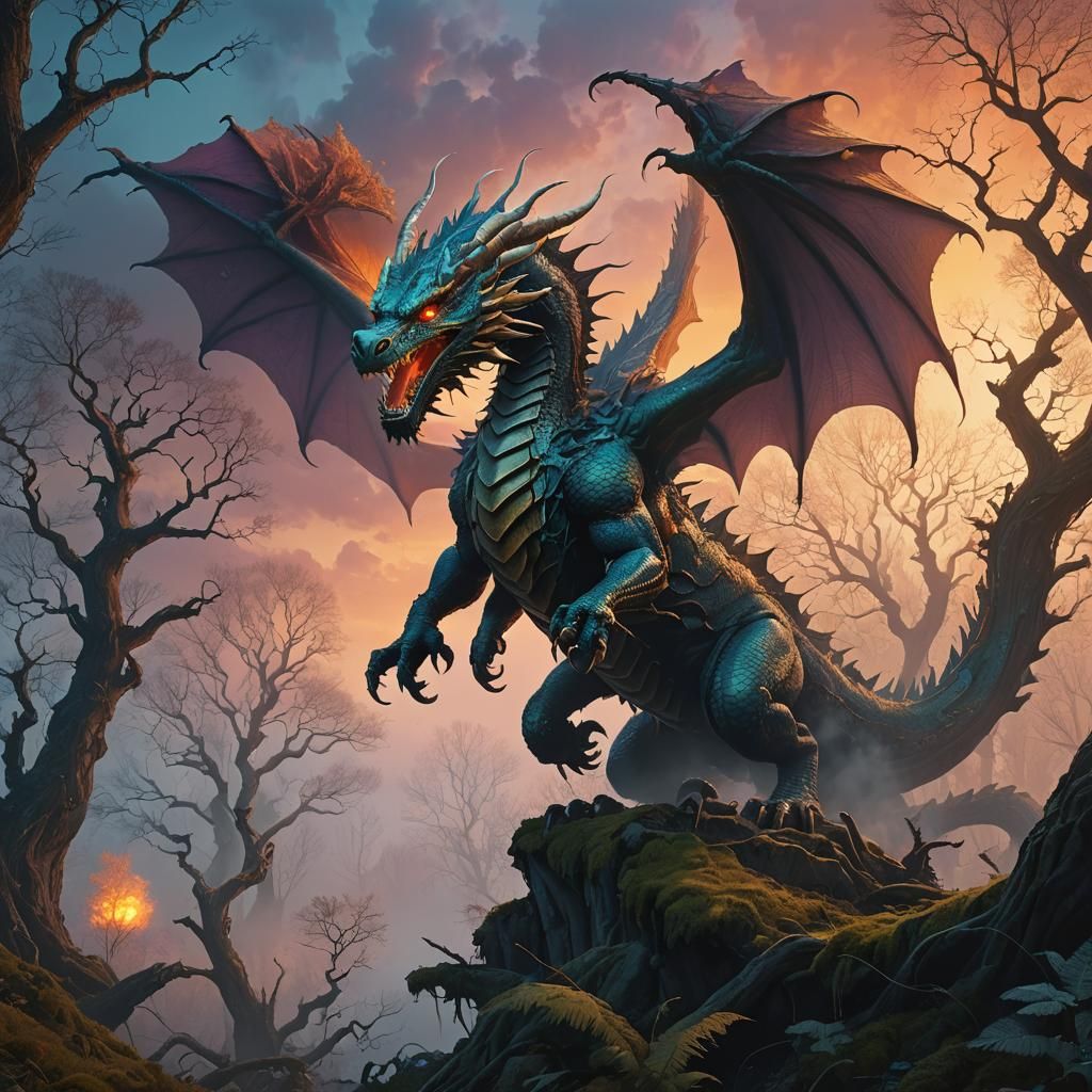 Dragon Soaring Through Mystical Realm