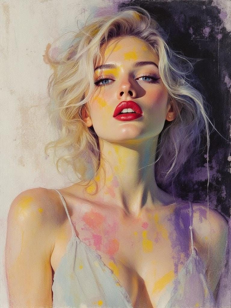 Blonde Woman in Alla Prima Style with Textured Accents