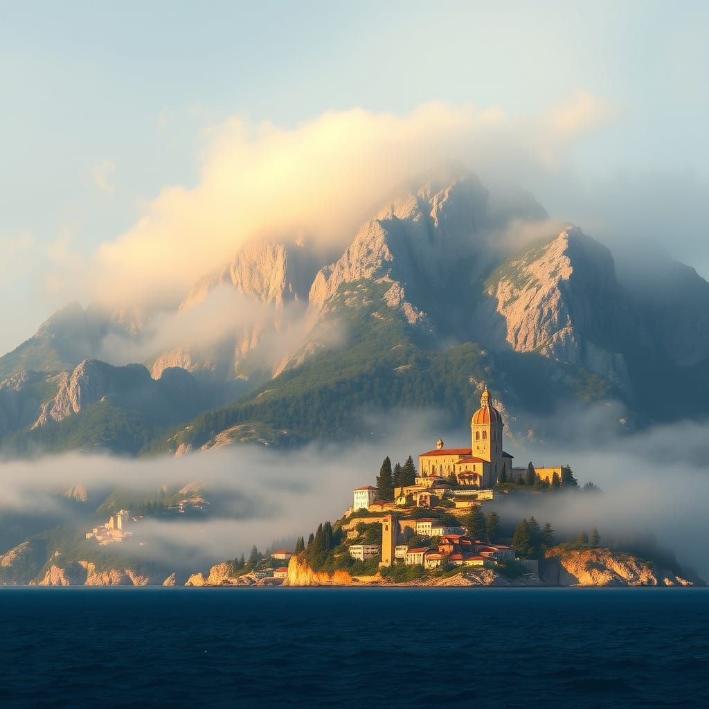 Majestic Mount Athos Rises from the Aegean Sea in Byzantine ...