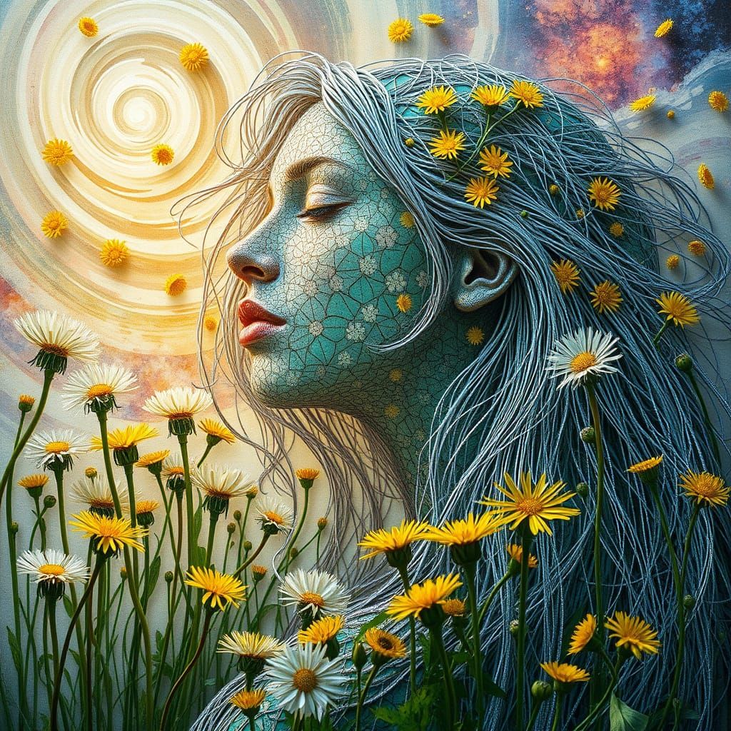 Eco-Art Portrait: Woman Blending with Nature