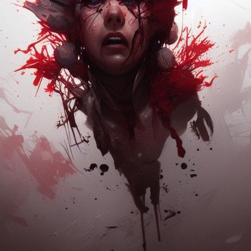 Berserker Woman Crying Blood: Hyperdetailed Artstation Portr...