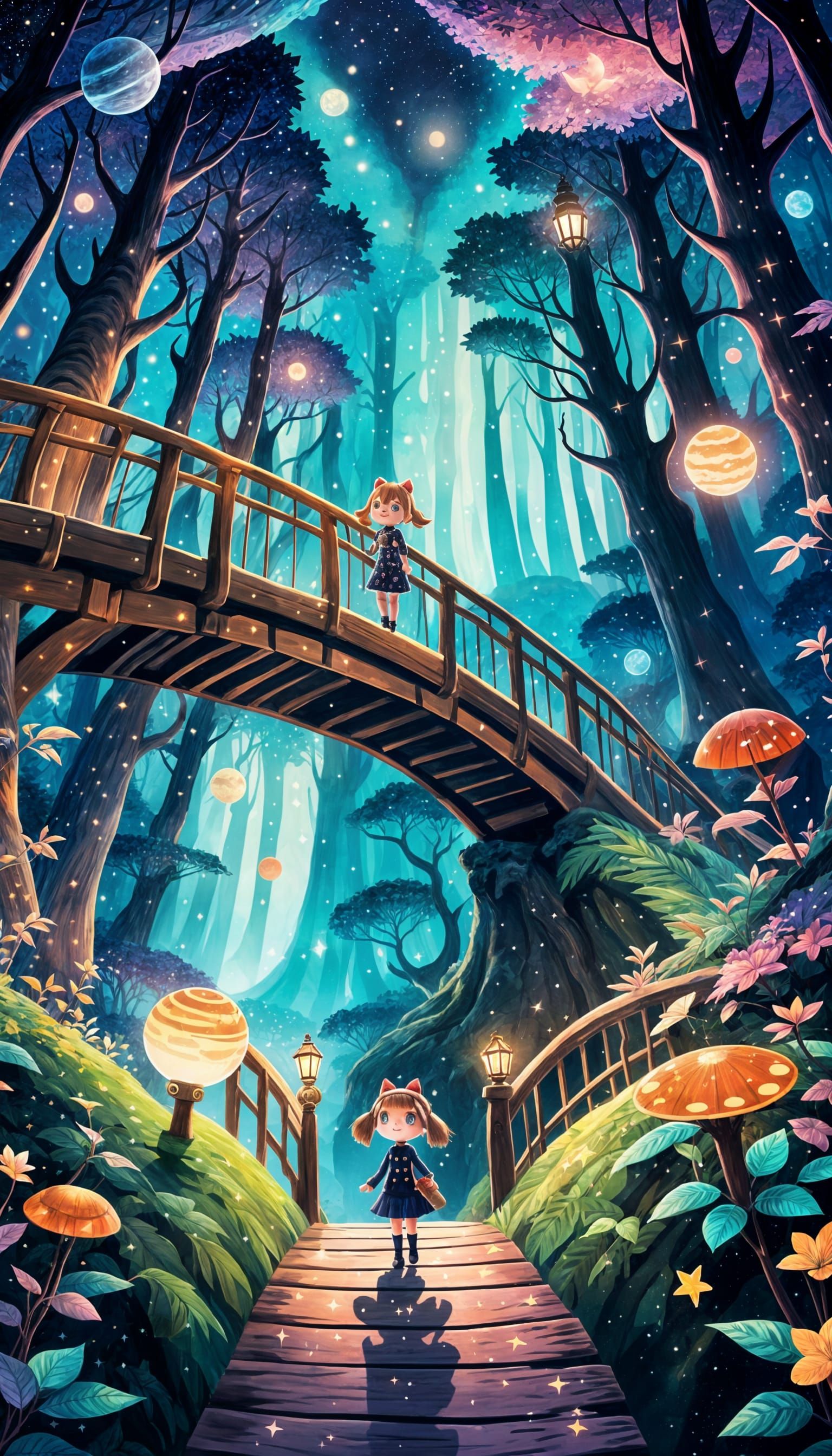 Magical Girls and Animals Crossing Universe Bridge