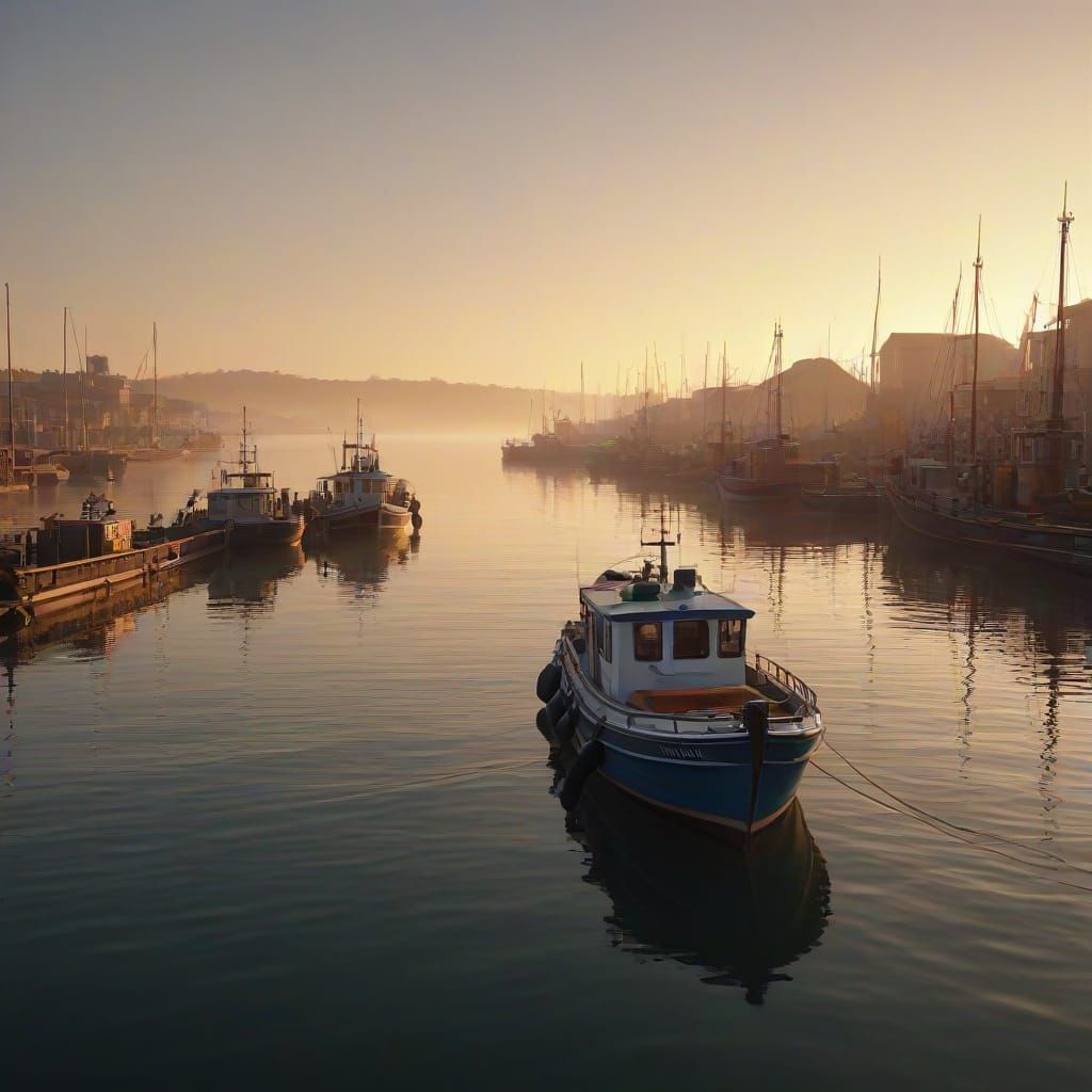 Fishing Boats Return to Harbor: Vibrant Oil Painting