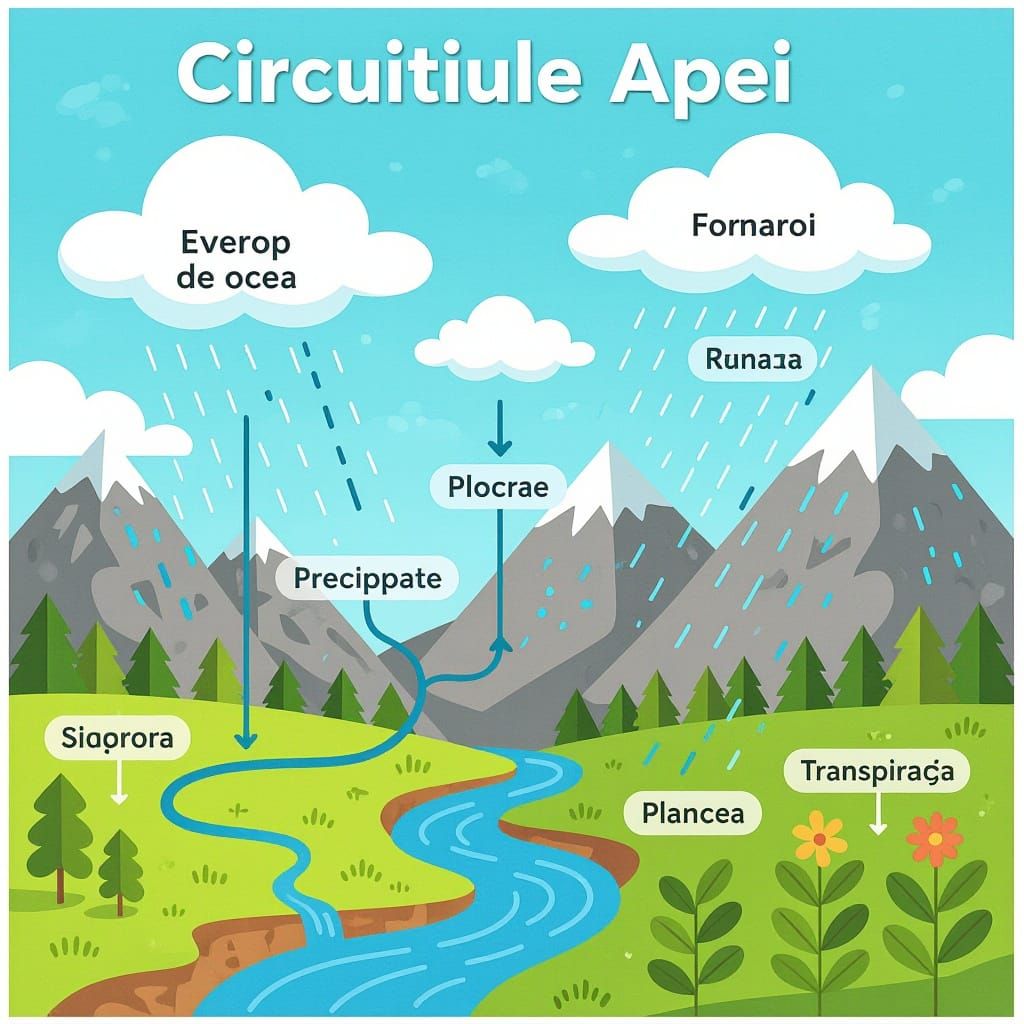 Detailed Water Cycle Illustration: Evaporation to Precipitat...